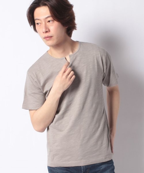 JEANS MATE(ジーンズメイト)/【BLUESTANDARD】オーガニックスラブキーネックTシャツ/グレー