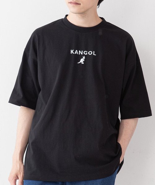 JEANS MATE(ジーンズメイト)/【KANGOL】ロゴシシュウビッグTシャツ/ブラック