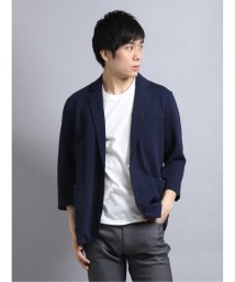 m.f.editorial(エムエフエディトリアル)/リップル7分袖ジャケット＆半袖Tシャツ アンサンブル/ネイビー