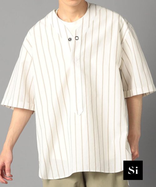 NOLLEY’S goodman(ノーリーズグッドマン)/【Si/エスアイ】Baseball Shirts　ベースボール リネンシャツ ノーカラーリネンシャツ/ホワイト系その他