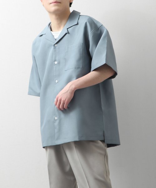 ZIP FIVE(ジップファイブ)/【121934bz】ポリトロ半端袖オープンカラーシャツ/ブルー