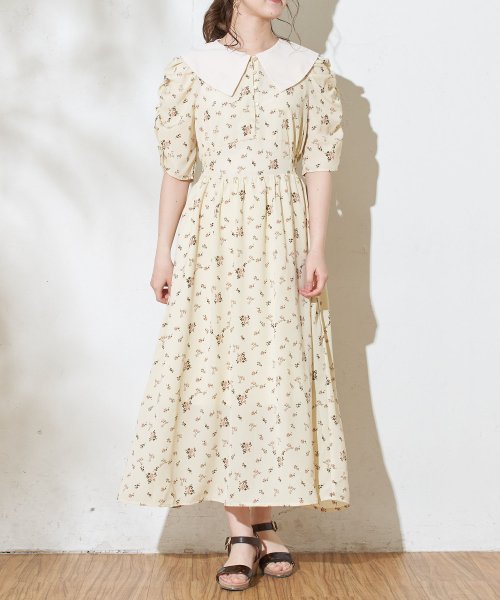 セール 花柄白衿パワショルワンピース オリーブデオリーブ Olive Des Olive Magaseek セール 花柄白衿パワショルワンピース オリーブデオリーブ Olive Des Olive Magaseek