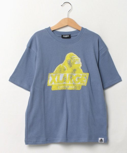 XLARGE KIDS(エクストララージ　キッズ)/古着加工OGゴリラ半袖Tシャツ/ブルーグレー