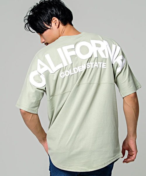 Cavaria 発砲アーチロゴプリントクルーネックドルマンスリーブtシャツ Tシャツ メンズ 半袖 ブランド 大きいサイズ ビッグシルエット ドロップショルダー キャバリア Cavaria Magaseek