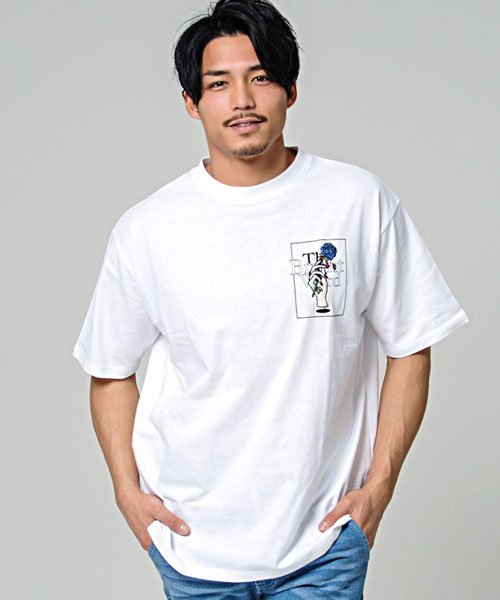 セール Cavaria バラ刺繍クルーネック半袖ビッグtシャツ Tシャツ メンズ 半袖 ブランド 大きめ バラ 薔薇 刺繍 フラワー プリント ビッグシルエット C キャバリア Cavaria Magaseek