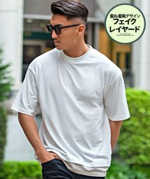 VICCI(ビッチ)/VICCI フェイクレイヤードクルーネック半袖ビッグTシャツ メンズ 半袖 ブランド 大きいサイズ ビッグシルエット オーバーサイズ 大人 無地 レイヤード 重/ホワイト