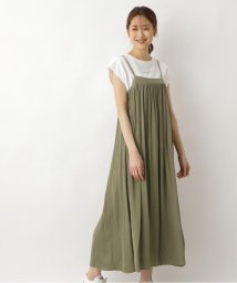 NATURAL BEAUTY BASIC(ナチュラルビューティーベーシック)/割繊ギャザーキャミワンピース/カーキ