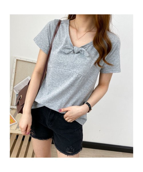 セール Tシャツ 三色 カットソー レディース カジュアル リボン かわいい 半袖 夏服 着回し シンプル トップス セイヘイショップ Seiheishop Magaseek