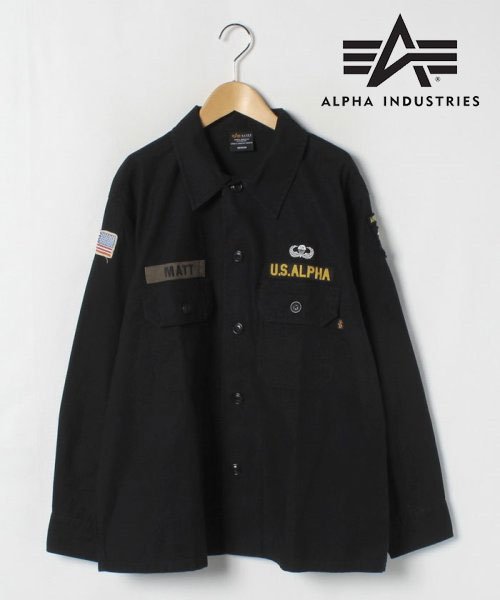 MARUKAWA(マルカワ)/【ALPHA】アルファ UTILITY SHIRT ユーティリティシャツ ミリタリー長袖シャツ /ブラック