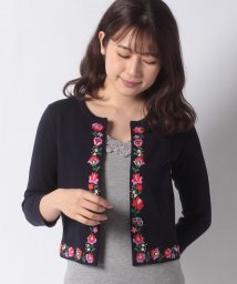  jour merveille(jour merveille)/花柄刺繍二ットカーデイガン/ネイビー