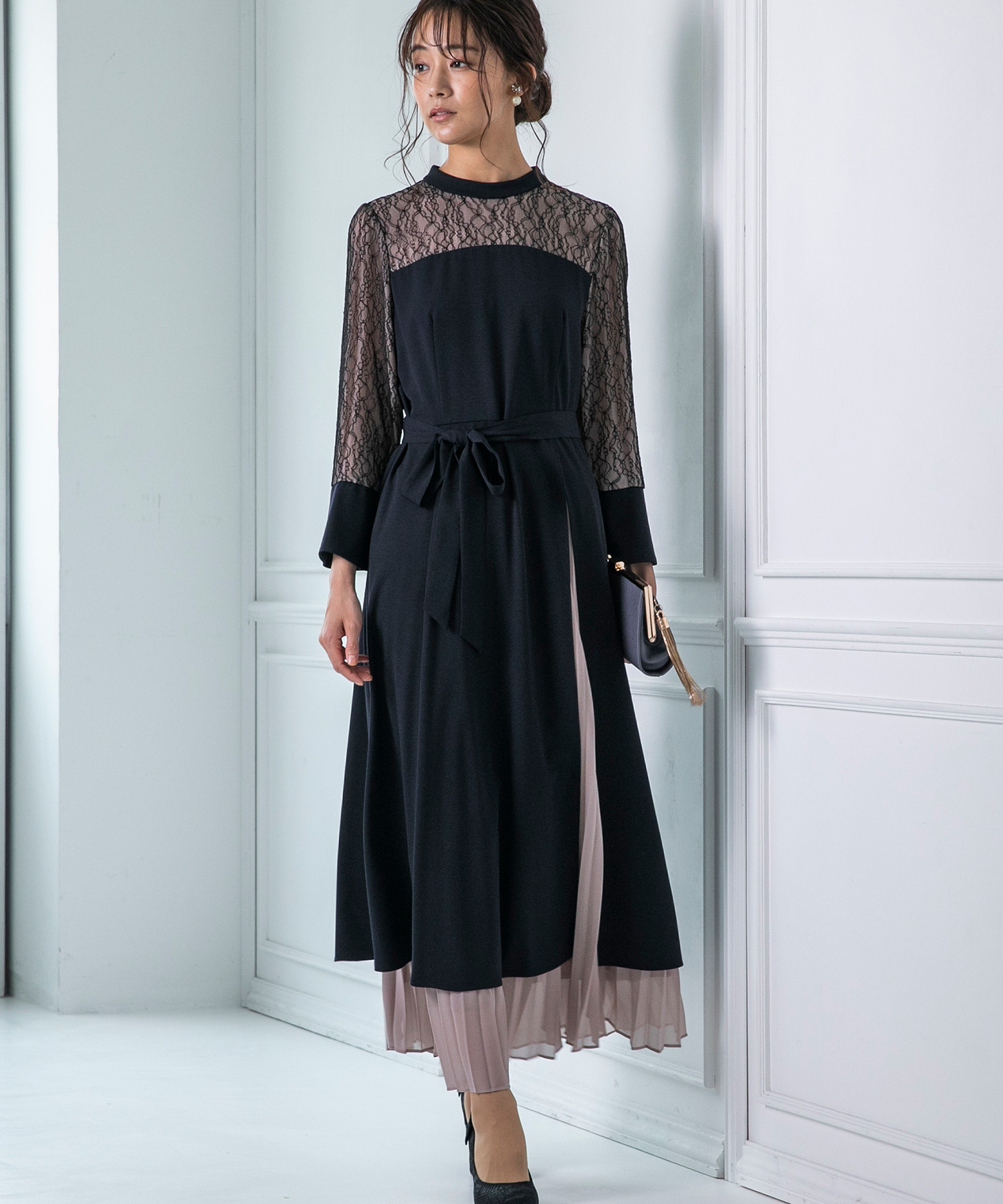 当店限定販売 スタンドカラー スリットワンピース プリーツスカート セットアップ ワンピース ドレス Acersaecuador Com