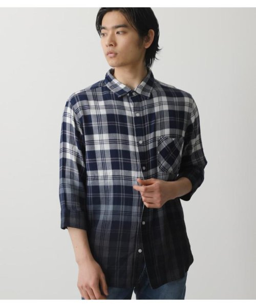 AZUL by moussy(アズールバイマウジー)/GRADATION CHECK SHIRT/柄NVY5