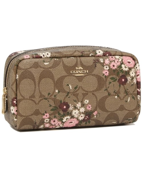 コーチ アウトレット コスメケース ポーチ Signature 花柄 ベージュ ピンク レディース Coach C37 Ime7v コーチ Coach Magaseek