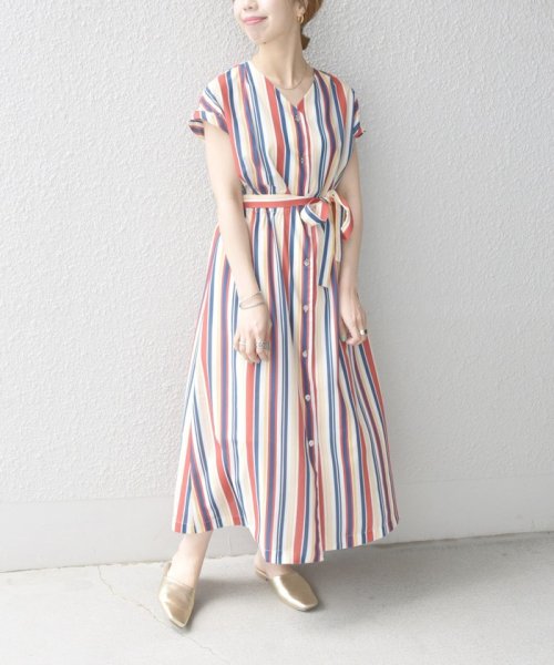 セール 45 Off Ships Any Paris Authentique マルチストライプ フレア ワンピース ウォッシャブル シップス エニィ ウィメンズ Ships Any Womens Magaseek