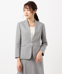 J.PRESS LADIES(J．プレス　レディス)/【シワになりにくい】コットンフィッティーシャーク ノーカラージャケット/ライトグレー系