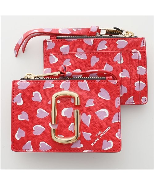  Marc Jacobs(マークジェイコブス)/【MARC JACOBS(マークジェイコブス)】M0017081 THE SNAPSHOT PRINTED HEARTS レザー キーリング付き コインケース /レッド