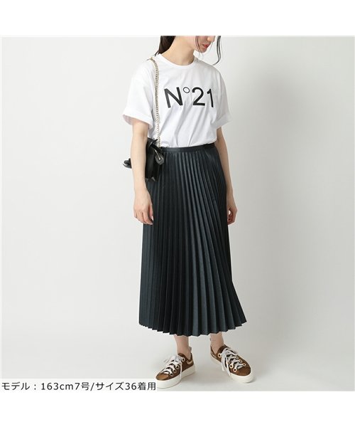 N°21(ヌメロ ヴェントゥーノ)/【N°21(ヌメロヴェントゥーノ)】F061 6314  LOGO クルーネック 半袖 Tシャツ カットソー ロゴ レディース/ホワイト