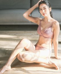 fran de lingerie(フランデランジェリー)/Style Up Wireless　－Leaf－ スタイルアップワイヤレスリーフ ブラ＆ショーツセット B65－G80カップ/ダークブラウン