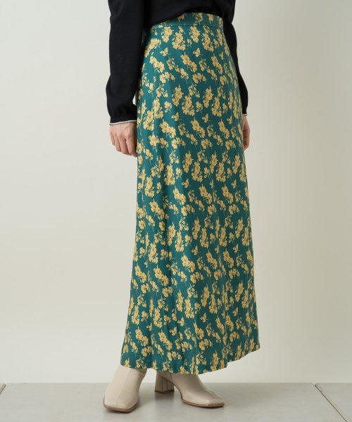 セール Kastane 配色花柄iラインスカート カスタネ Kastane Magaseek