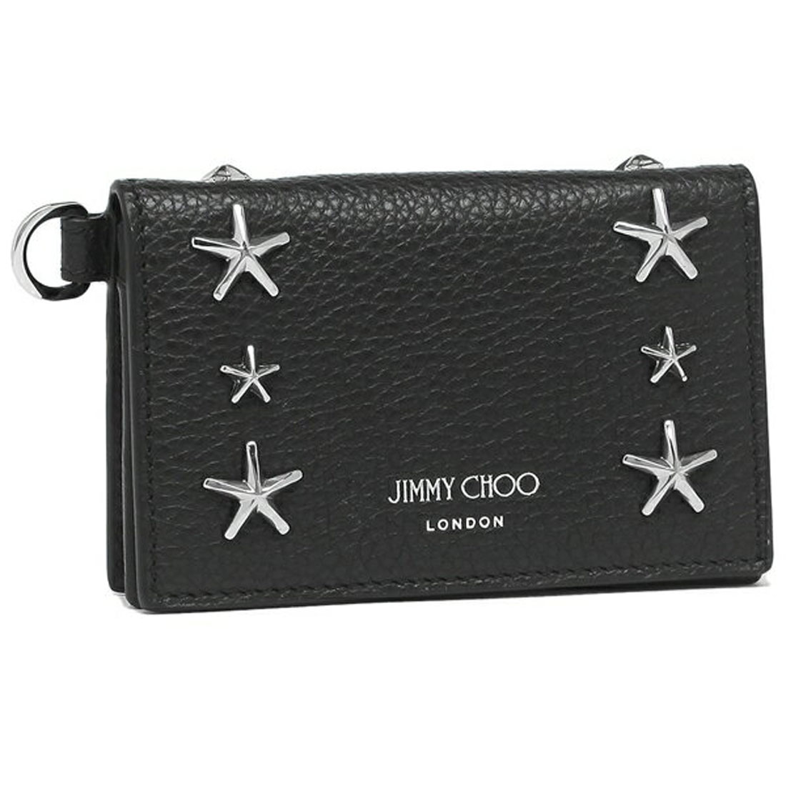 JIMMY CHOO ジミーチュウ  CLIFFY クリフィー カードケース  レザー   ライトブルー系 シルバー金具  二つ折り 名刺入れ 【本物保証】