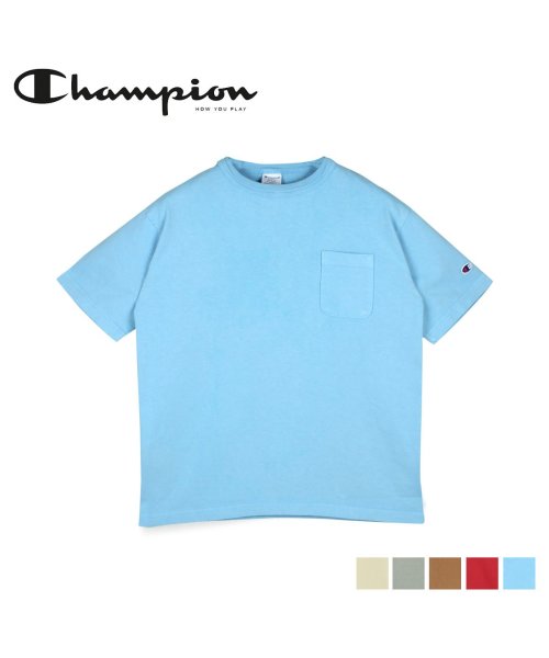 チャンピオン Champion Tシャツ 半袖 メンズ レディース ティーテンイレブン T1011 ポケット 無地 Pocket T Shirt ベージュ カー チャンピオン Champion Magaseek