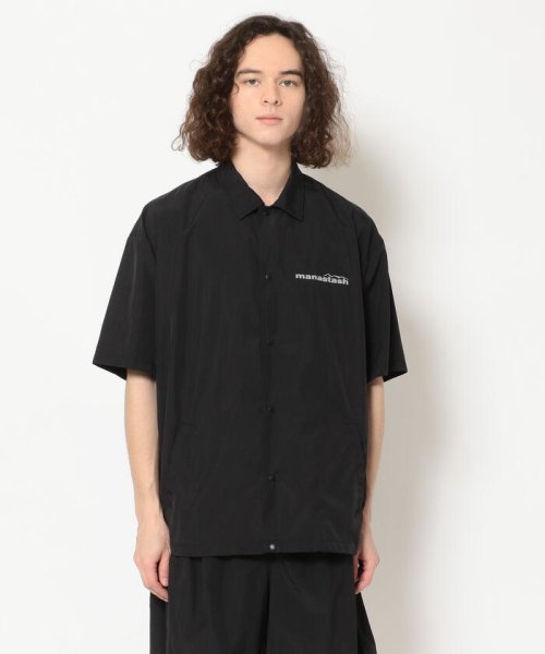 BEAVER(ビーバー)/MANASTASH/マナスタッシュ　SHELTECH LOGO SS SHIRTS シェルテックロゴショートスリーブシャツ/BLACK