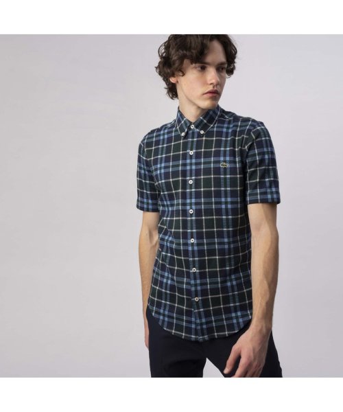 セール ダブルジャカードニット半袖チェックシャツ ラコステ メンズ Lacoste Mens Magaseek
