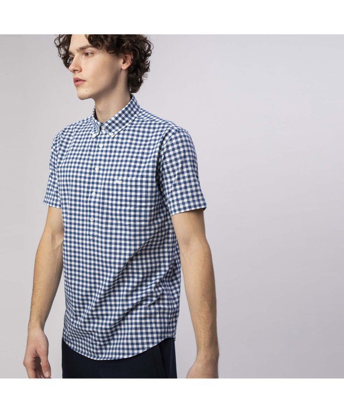 セール ギンガムチェック半袖ビジネスシャツ ラコステ メンズ Lacoste Mens Magaseek