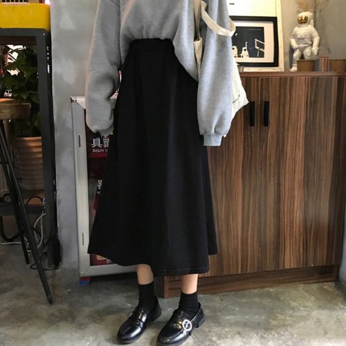 Aライン ロングスカート フレアスカート黒 ミニミニストア Miniministore Magaseek