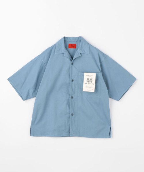 BLUE WORK(BLUE WORK)/ブロークンツイル オープンカラーシャツ/63ライトブルー
