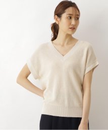 NATURAL BEAUTY BASIC(ナチュラルビューティーベーシック)/麻混リラックスVネックニット/オフベージュ