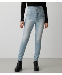 AZUL by moussy(アズールバイマウジー)/HI－WAIST BUTTON DENIM SKINNY２/L/BLU1