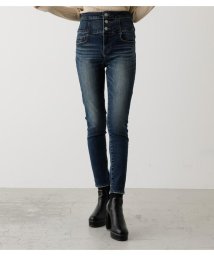 AZUL by moussy(アズールバイマウジー)/HI－WAIST BUTTON DENIM SKINNY２/D/BLU3