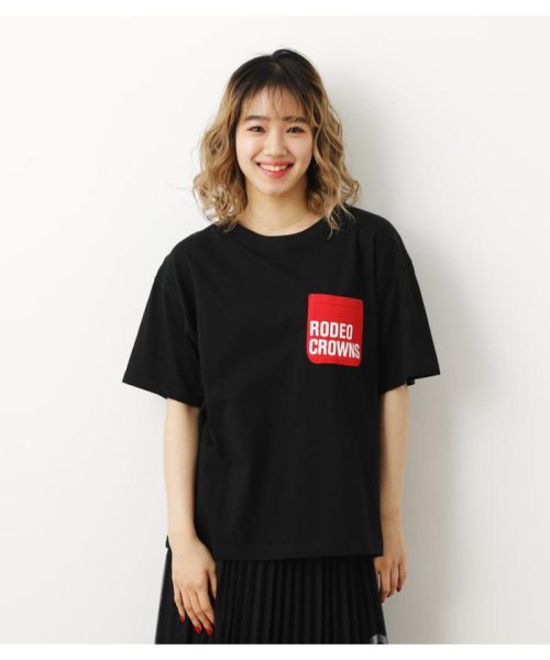 RODEO CROWNS WIDE BOWL(ロデオクラウンズワイドボウル)/ロゴポケットTシャツ/BLK