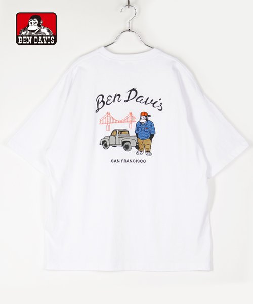BEN DAVIS(BEN DAVIS)/【BEN DAVIS】 ベンデイビス ルードエンブレムバックプリント ビッグシルエット半袖Tシャツ/ホワイト