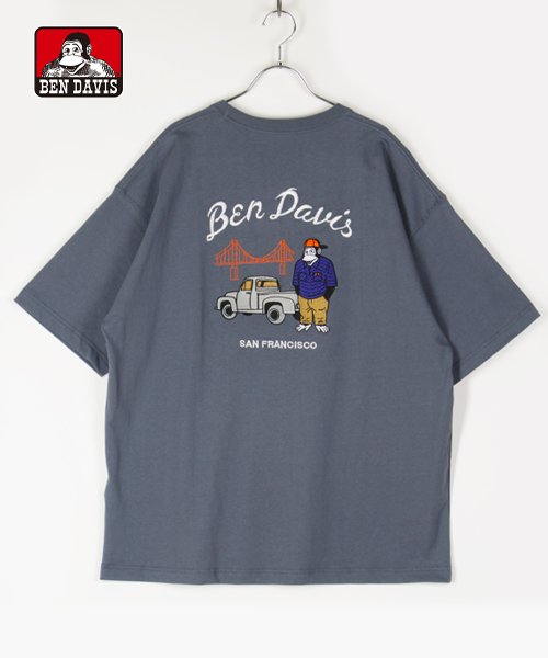 BEN DAVIS(BEN DAVIS)/【BEN DAVIS】 ベンデイビス ルードエンブレムバックプリント ビッグシルエット半袖Tシャツ/ダークブルー