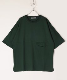 Amerikaya(Amerikaya)/【アメリカ屋】切替 ポケット付 ビッグシルエット 半袖 Tシャツ/グリーン