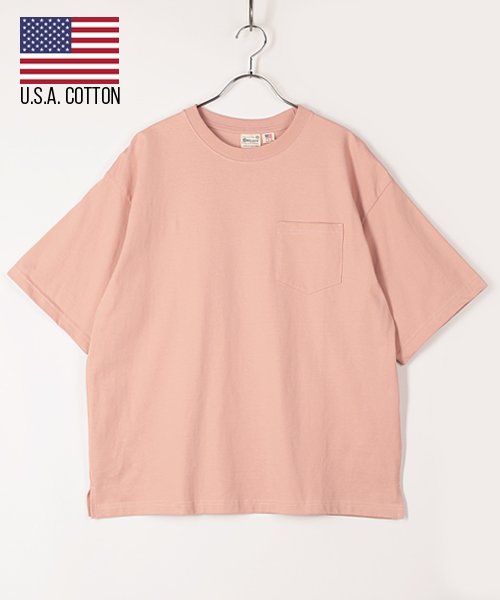Amerikaya(Amerikaya)/【アメリカ屋】USAコットン ポケット付 半袖 Tシャツ/ダークピンク