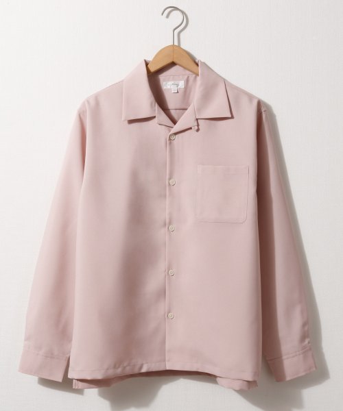 Nilway(ニルウェイ)/【160201bn】Nilway ポリトロ長袖オープンカラーシャツ/ピンク
