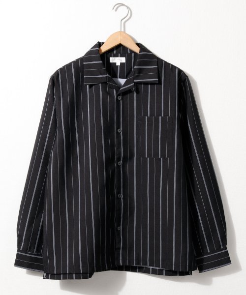 Nilway(ニルウェイ)/【160201bn】Nilway ポリトロ長袖オープンカラーシャツ/ブラック