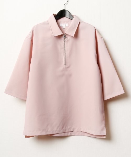 Nilway(ニルウェイ)/【160202bn】Nilway ポリトロ5分ハーフジップシャツ/ピンク