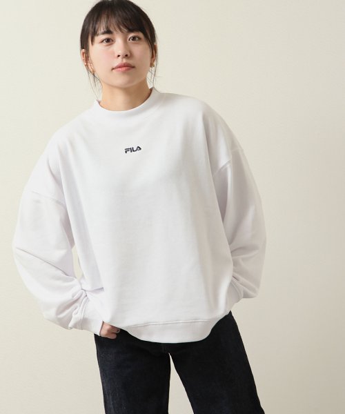 ZIP FIVE(ジップファイブ)/【fh7842】FILA ワンポイント刺繍ユニセックスビッグシルエットトレーナー/ホワイト