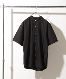ZIP FIVE(ジップファイブ)/T/Cブロード半袖バンドカラーシャツ/ブラック