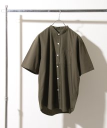 ZIP FIVE(ジップファイブ)/T/Cブロード半袖バンドカラーシャツ/オリーブ