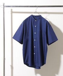 ZIP FIVE(ジップファイブ)/T/Cブロード半袖バンドカラーシャツ/ネイビー