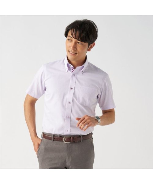 TOKYO SHIRTS(TOKYO SHIRTS)/【ディズニー】 形態安定 ボタンダウン 半袖ビジネスワイシャツ/パープル