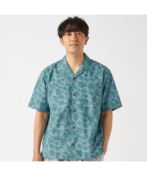 Pitta Re:)(ピッタリ)/【ディズニー】オープンカラー 半袖カジュアルシャツ/グリーン
