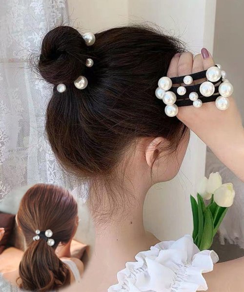 クーポン セール 30 Off ヘアゴム ランダム ヘアアクセサリー アレンジ パールヘアゴム ヘアポニー まとめ髪 おしゃれ かわいい 髪飾り ビックパール付き ホワイト セイヘイショップ Seiheishop Magaseek