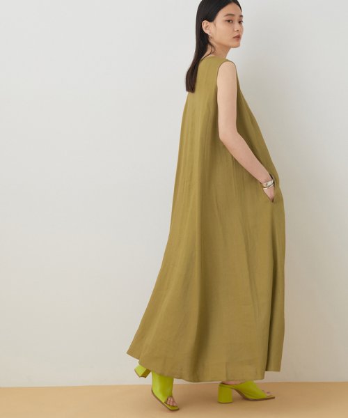 セール アウトレット店舗 Web限定 レーヨンリネンaラインワンピース アダム エ ロペ Adam Et Rope Magaseek