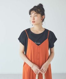 abahouse mavie(ａｂａｈｏｕｓｅ　ｍａｖｉｅ)/ecru　刺繍ロゴゆるTシャツ/ブラック